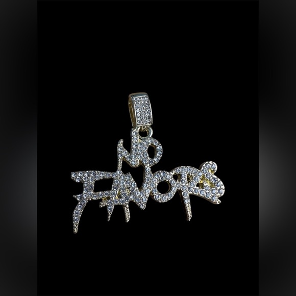 Jewelry - 'No Favors' Bling Pendant Gold Tone Faux Stones